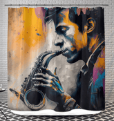 Saxophone Sorcery Shower Curtain - Beyond T-shirts